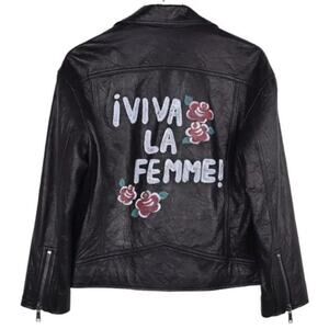 Joie Lambskin Leather  Kameke Jacket Viva La Femme  Size S NWT
